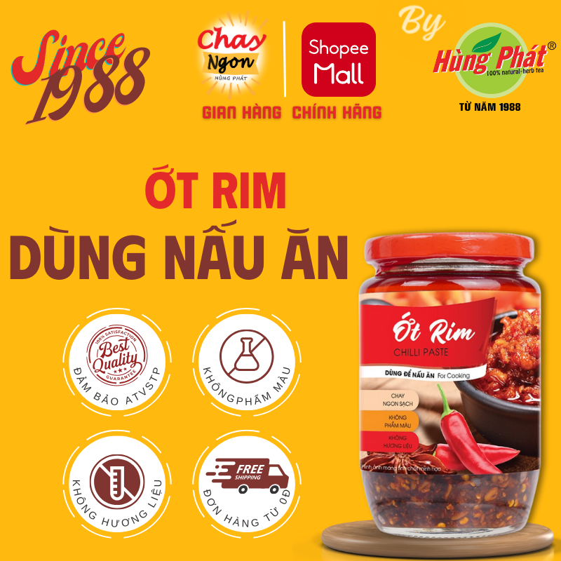 Ớt rim chay ngon hùng phát dùng để nấu ăn hũ 320g mùi cay nồng nức mũi