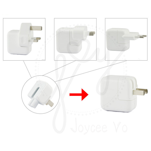 COMBO 2 Đầu cắm 2 chấu gấp gọn cho Macbook iPad iPhone củ sạc lớn Mac Mini 2B152