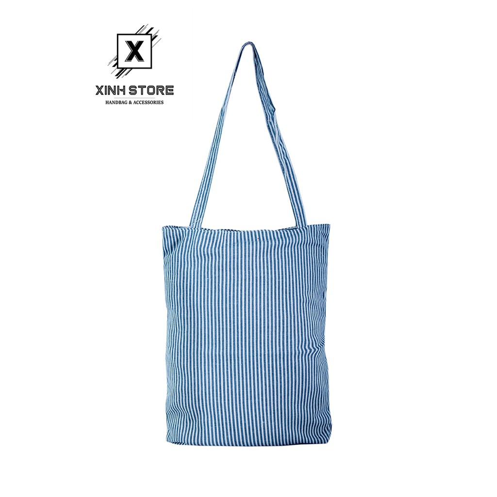 Túi tote nữ sọc xanh nhuyễn 20x house