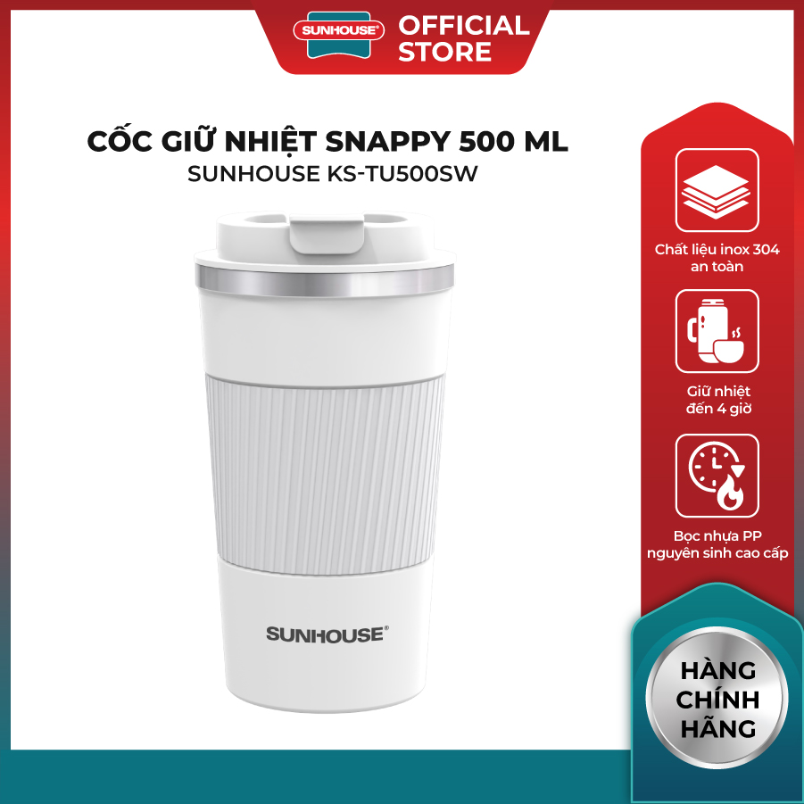 Cốc giữ nhiệt Snappy Sunhouse KS-TU500SB- Dung tích 500 ml  - Thân bình thiết kế sọc nổi dễ cầm nắm, chống trơn trượt - Giữ nhiệt tốt đến 6 giờ  - Hàng chính hãng