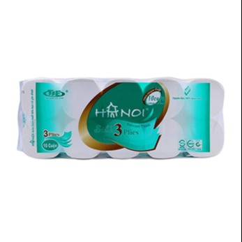 GIẤY VỆ SINH HÀ NỘI 10 CUỘN 3 LỚP KHÔNG LÕI HÀNG 1.6KG