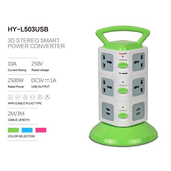 Ổ cắm điện 2 tầng 3 usb sạc đt+10 ổ điện dây 3m