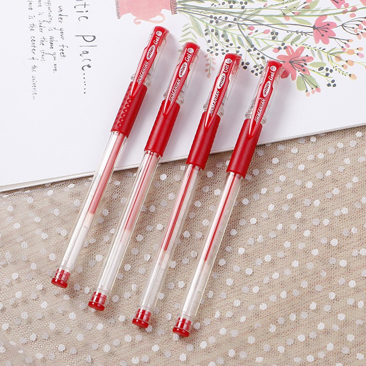 Combo 10 cây viết bi mực nước màu đỏ- bút bi mực nước