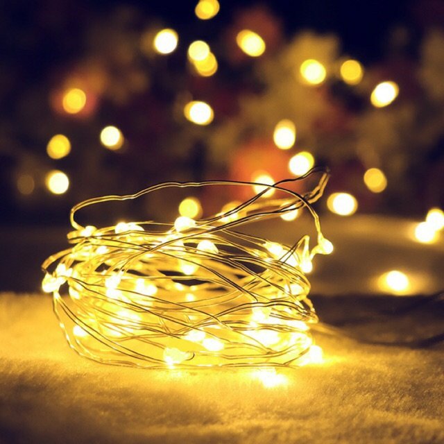 Dây đèn led fairylight, dây đèn đom đóm 3 Mét 30 bóng dùng pin màu vàng ấm/ đủ màu derco trang trí nhà cửa