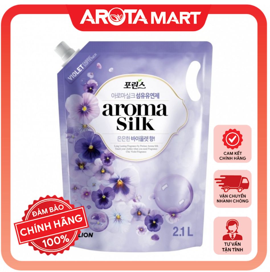 Nước xả vải Hương Violet Aroma Silk túi 2.1 L Hàn Quốc