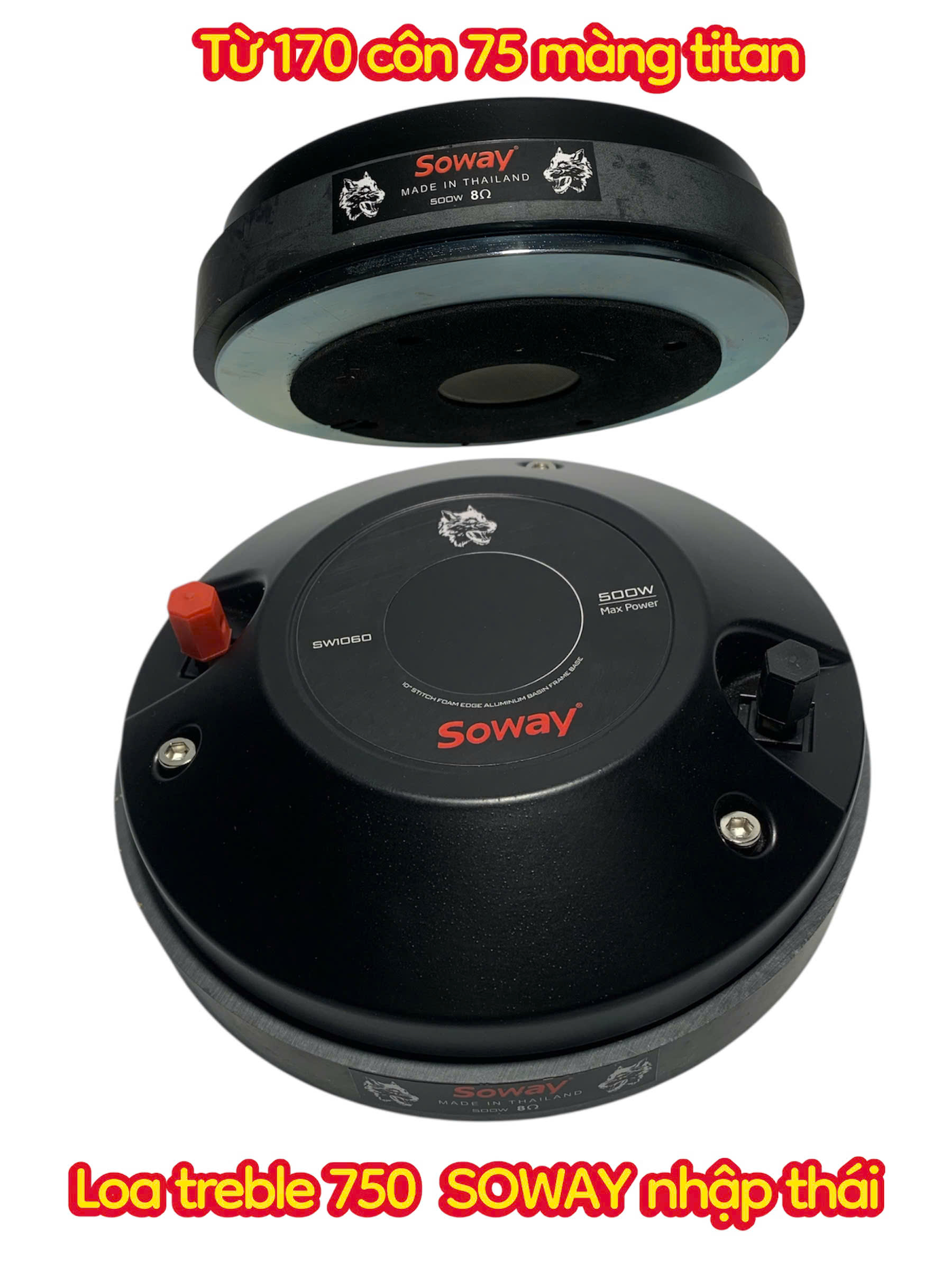 Loa treble kèn 750 SOWAY từ 170 côn 75 nắp nhôm - giá 1 cái - tiếng cực sáng