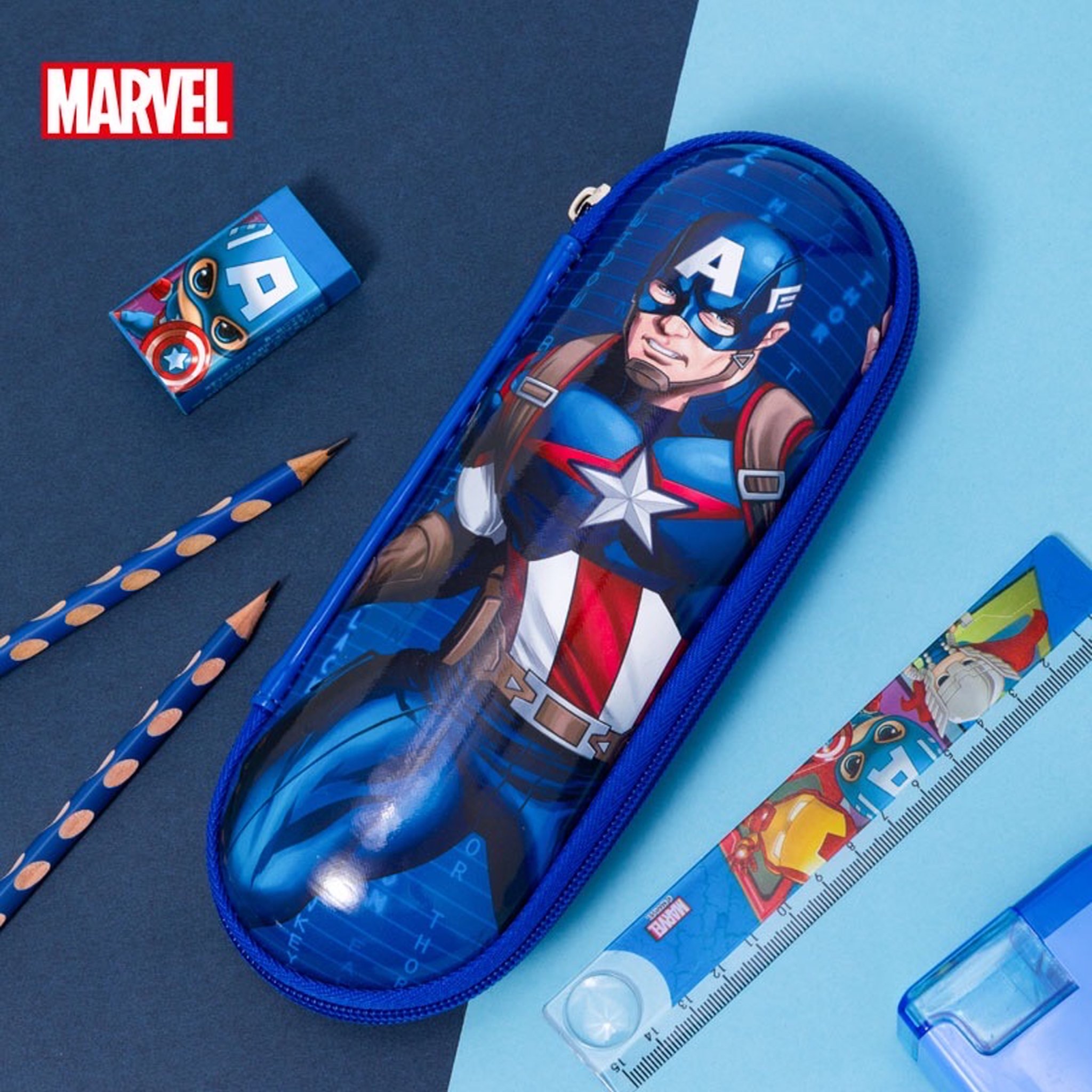 (GIẢM GIÁ) TẶNG HỘP MẦU Hộp Bút Học Sinh Hình Siêu Nhân, Hình Người Nhện (Mầu Xanh Da Trời )