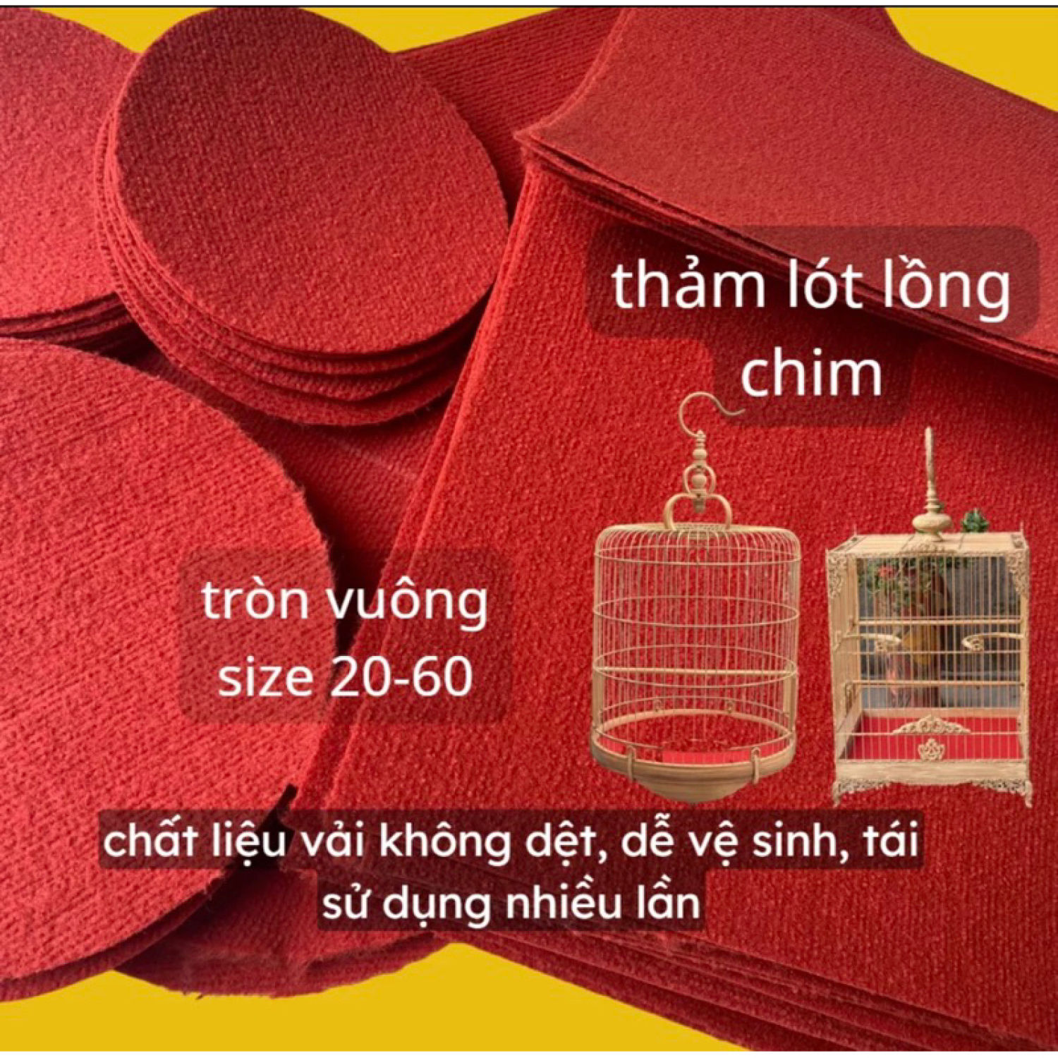 Thảm lót lồng chim khuyên, chích chòe, họa mi , khướu Thảm lót lồng tròn đủ kích cỡ