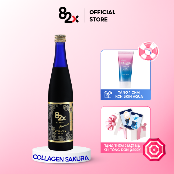 82X COLLAGEN SAKURA PREMIUM Dạng Nước 120.000mg Collagen Peptide Nước Uống Đẹp Da Đến Từ Nhật Bản 500ml/chai