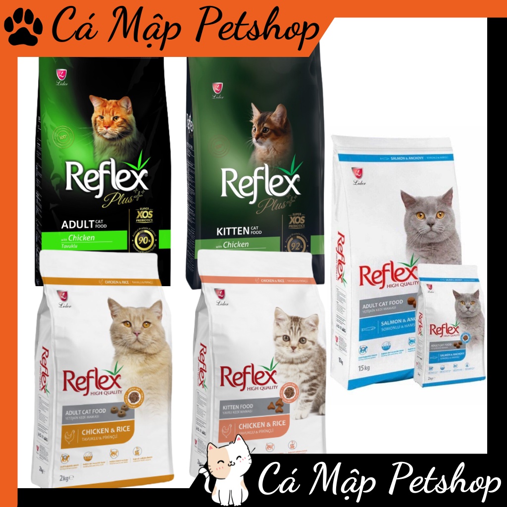 Bao 15kg Hạt Reflex cho mèo, Hạt cho mèo lớn và mèo con vị Gà và Gạo