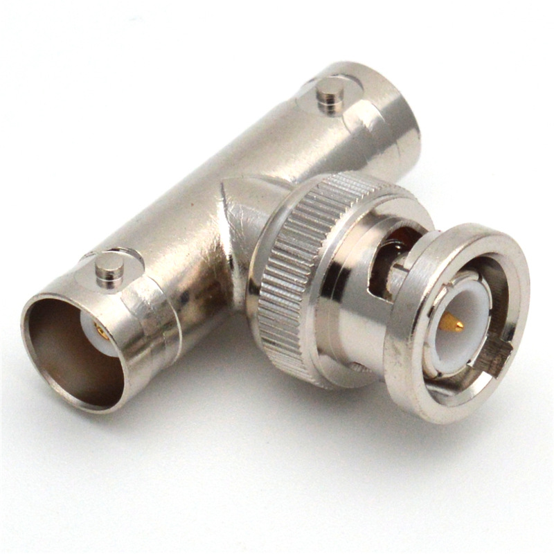 Jack bnc chữ t chia 2 , đầu chia bnc cái ra 2 đực