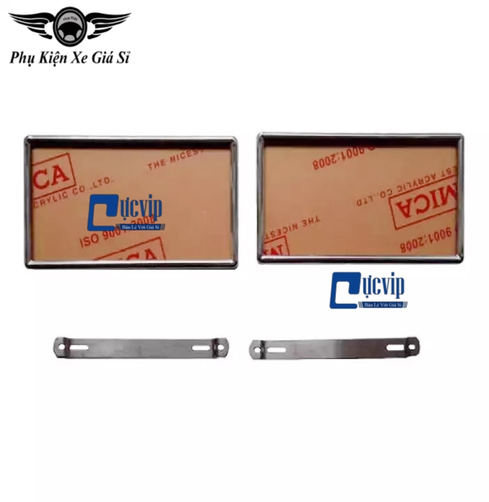 Khung biển số vàng ô tô inox gò chống nước ms3436