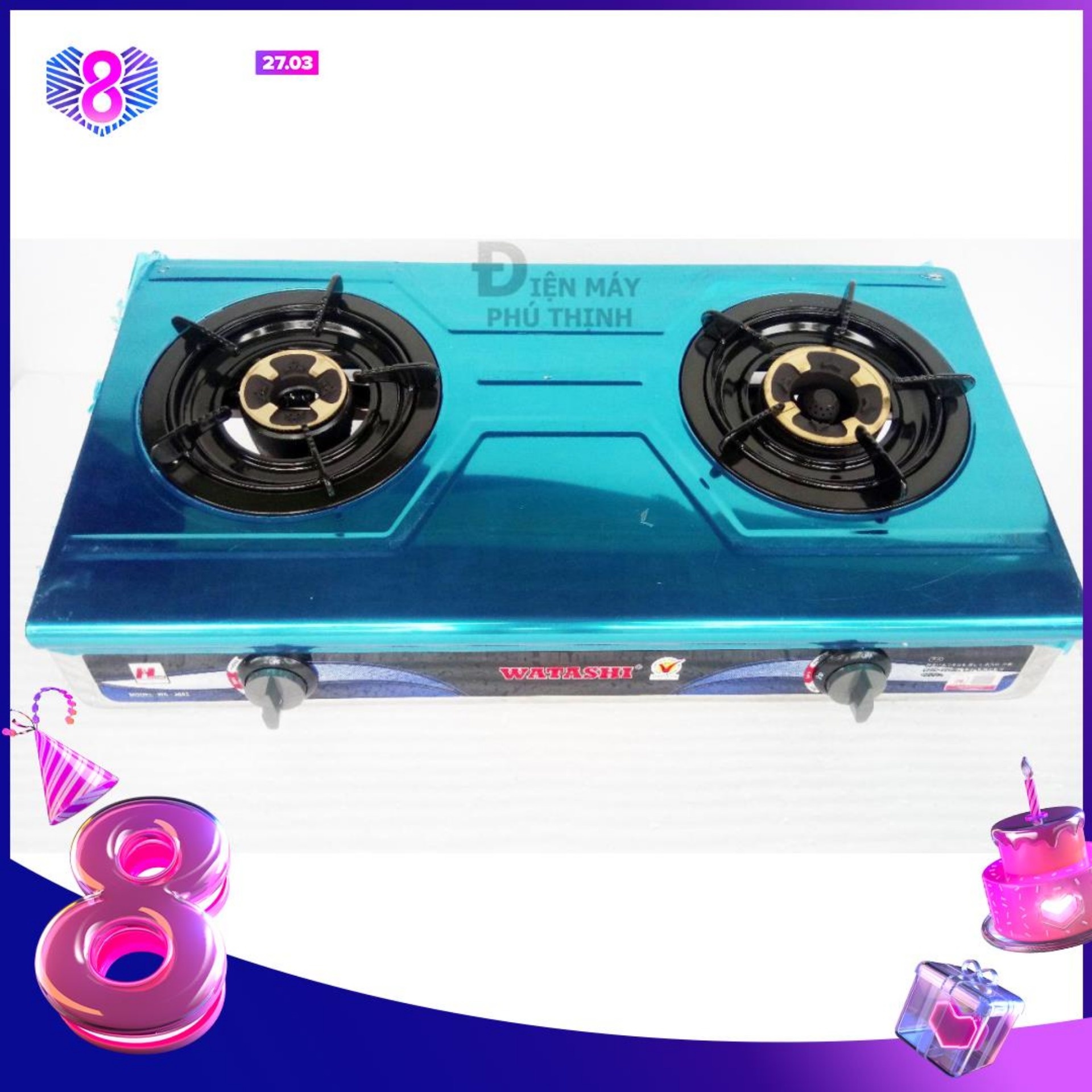 Bếp gas đôi bếp ga inox WATASHI CAO CẤP có pép hâm 3004- 3005 MẪU 2019