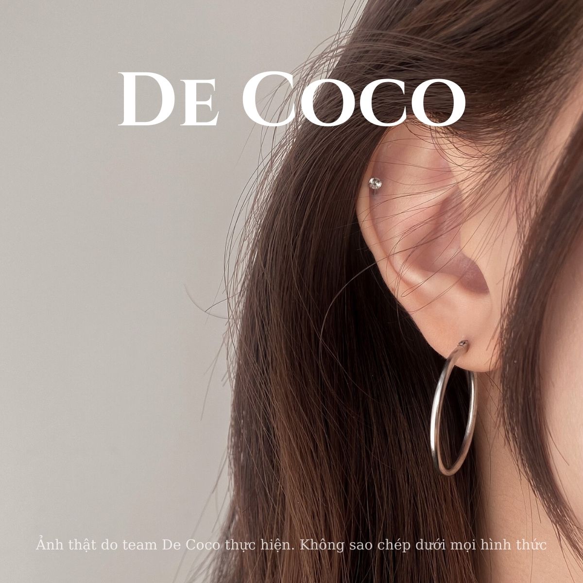 Khuyên tai thép y tế hình tròn Dome De Coco