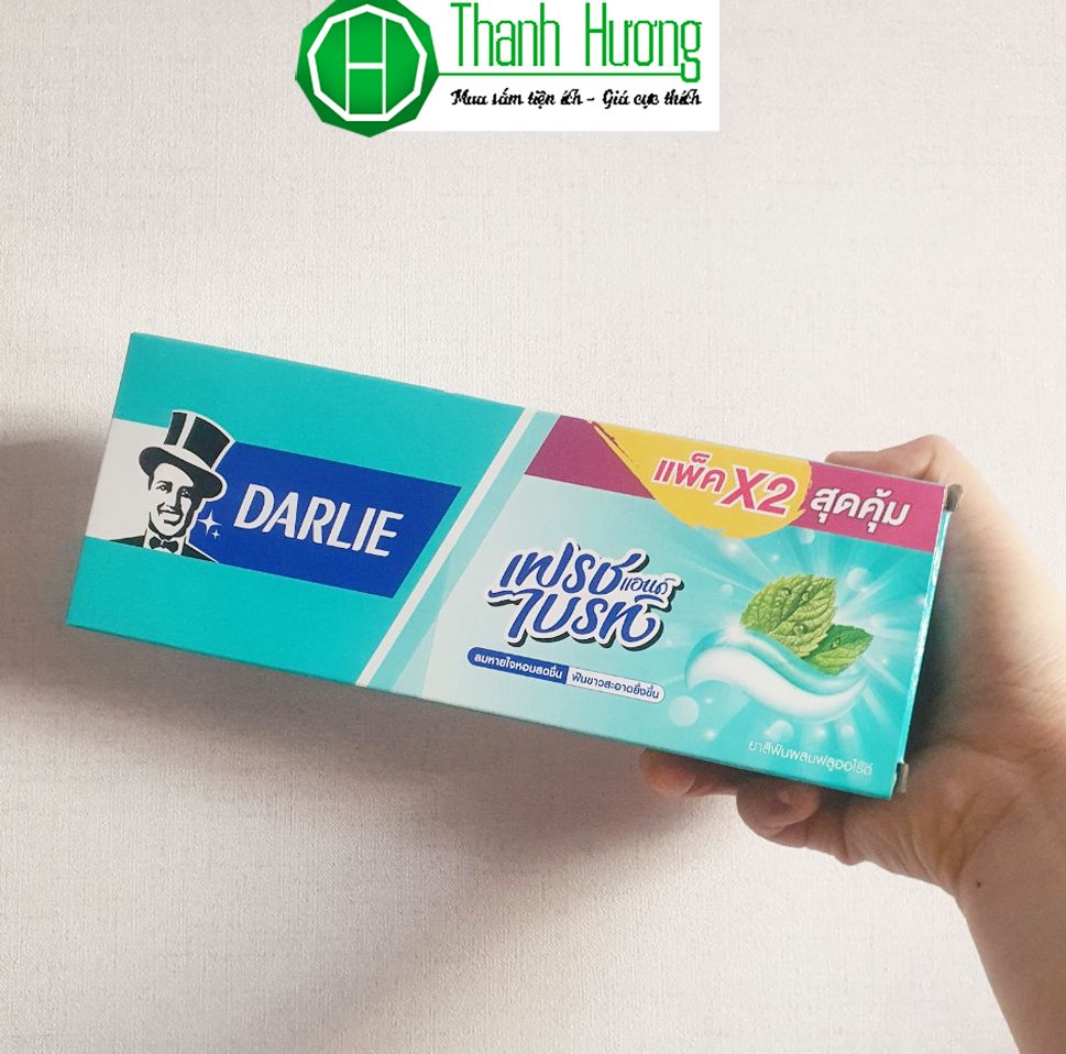 Hộp 2 tuýp kem đánh răng ông già darlie thailand 170g-tuýp