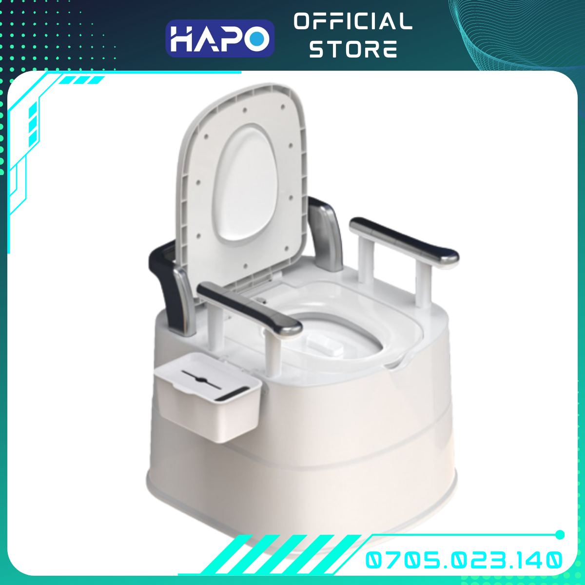 Bô vệ sinh trong nhà cho người già bà bầu trẻ em, bồn cầu di động người lớn, toilet khử mùi dành cho người già, có tay vịn, tựa lưng, nhựa ABS siêu bền