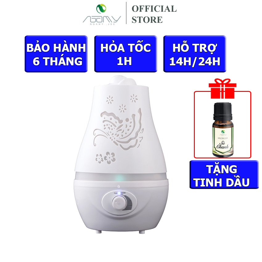 Máy xông tinh dầu phun sương tạo ẩm khuếch tán Hồ Điệp dung tích 2000ml on đèn led 7 màu phun sương tạo ẩm trong phòng điều hòa, bảo hành 6 tháng