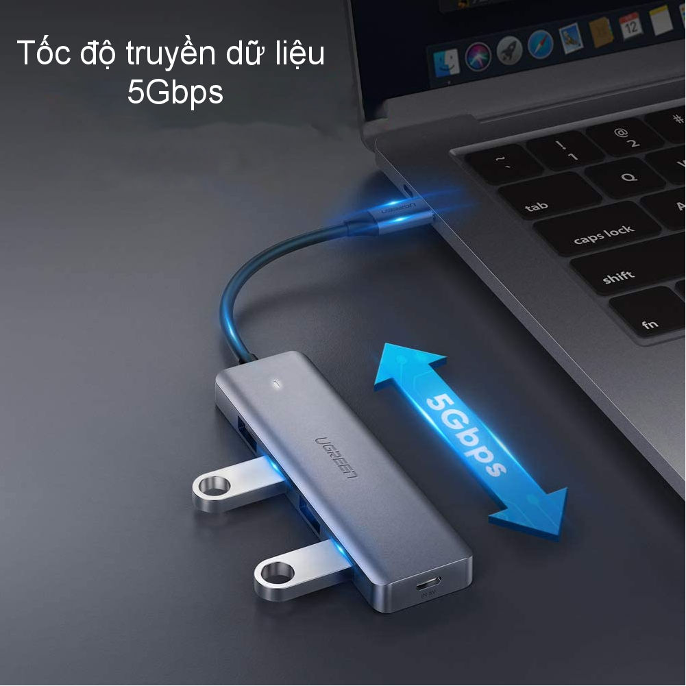 Hub chuyển đổi USB / USB type C sang 4 cổng USB 3.0 UGREEN CM219 CM136 - Hỗ trợ cổng nguồn Micro USB, tốc độ truyền tải tối đa 5Gbps Hub chuyển đổi USB / USB type C sang 4 cổng USB 3.0 UGREEN CM219 CM136 - Hỗ trợ cổng nguồn Micro USB, tốc độ truyền tải tối đa 5Gbps