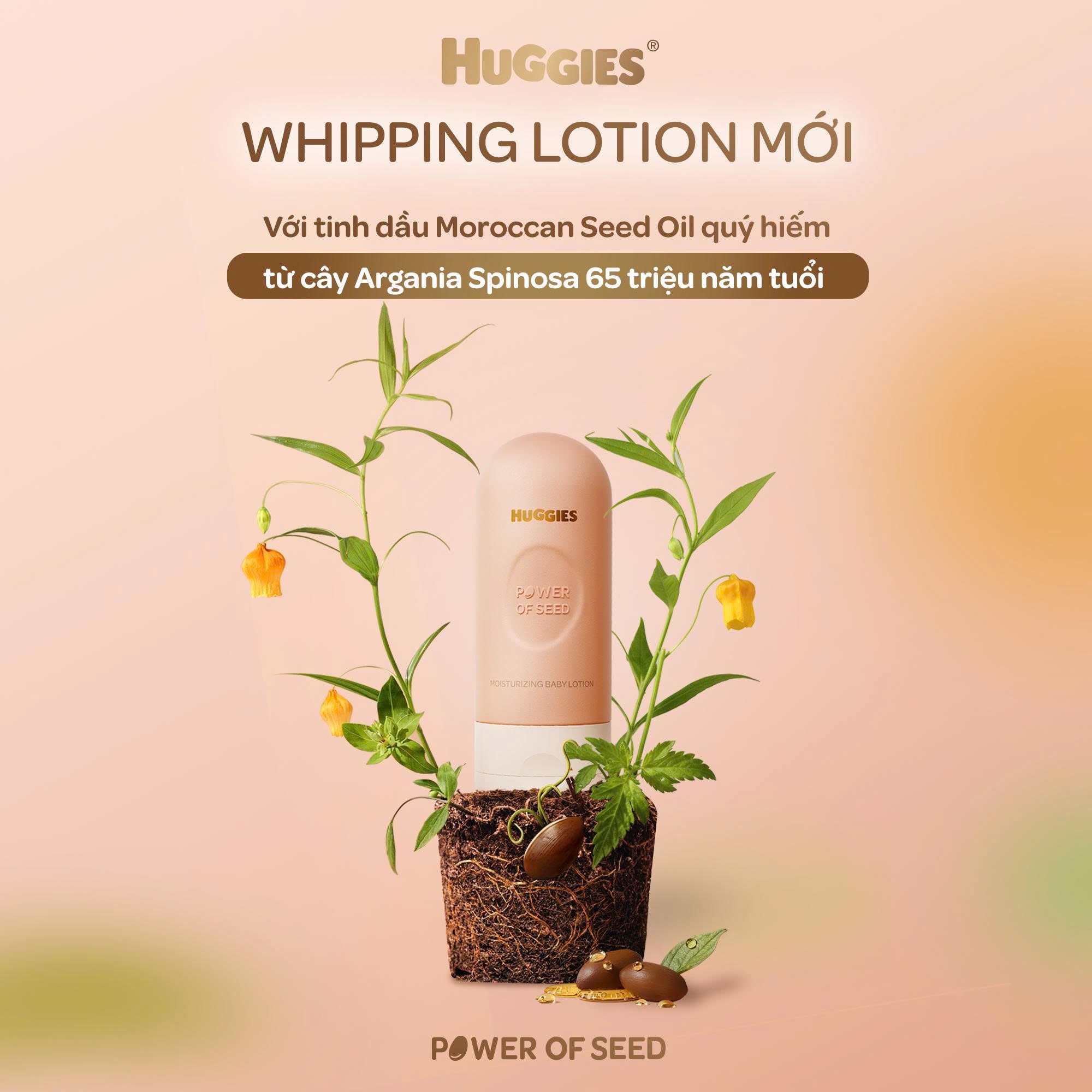 Kem dưỡng ẩm cho bé Huggies Power of Seed 150g MỚI với tinh chất Moroccan Seed oil quý hiếm