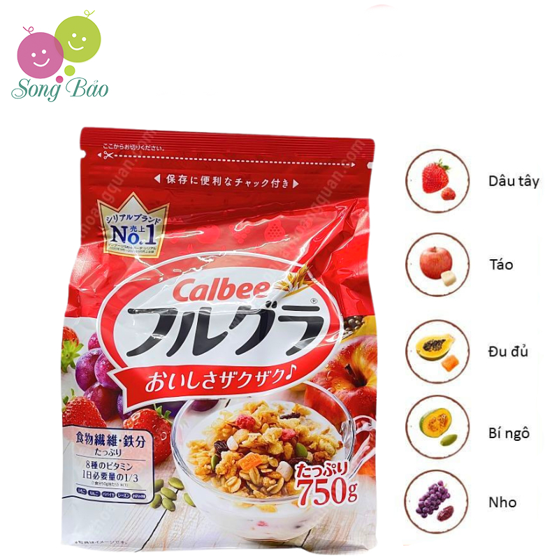 Ngũ cốc Calbee Ăn Kiêng Giảm Cân Nhật Bản Mix Sữa chua trái cây dùng ăn