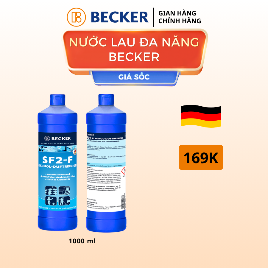 COMBO GIA ĐÌNH BẬN RỘN BECKER: NƯỚC RỬA CHÉN + NƯỚC TẨY DẦU MỠ + NƯỚC LAU ĐA NĂNG + NƯỚC TẨY NHÀ VỆ SINH