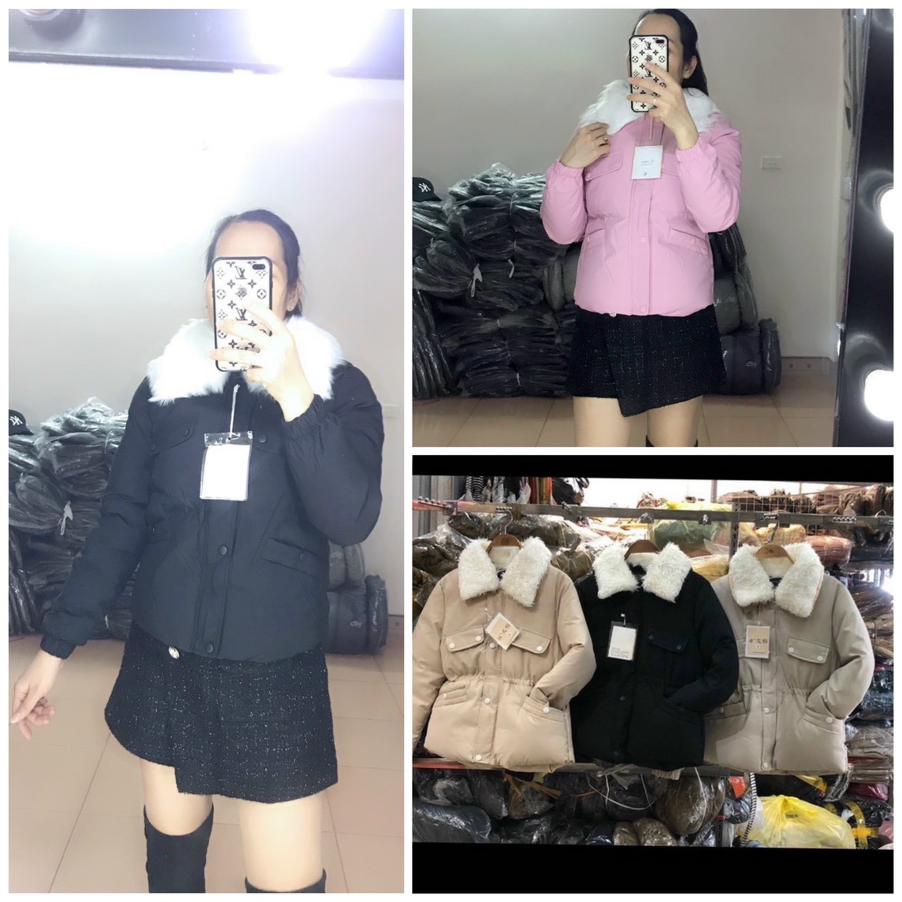 Áo khoác phao nữ trần chỉ lông vũ cổ bẻ, áo phao nữ hàn quốc, áo khoác mùa đông, áo khoác lông nữ, áo phao nữ cổ lông, AMME
