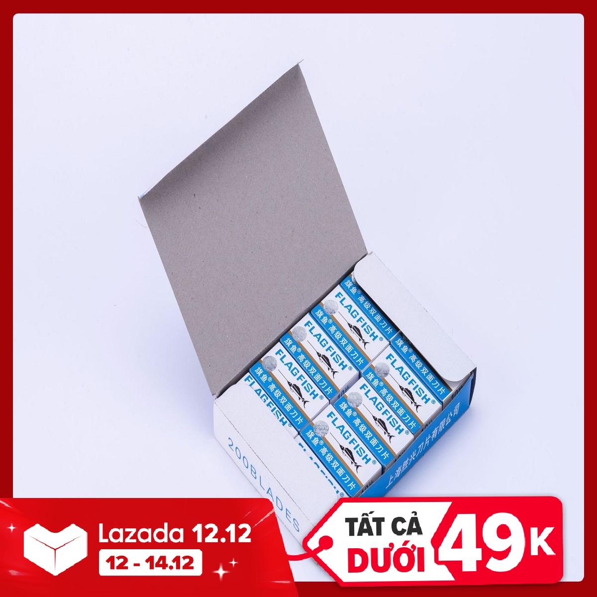 20 Hộp 200 lưỡi lam FLAG FISH chuyên dùng cho dao cạo râu cầm tay truyền thống