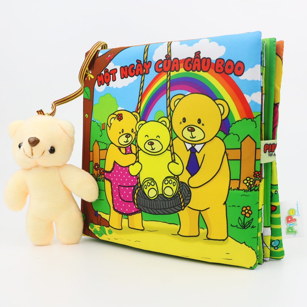 Sách vải cho bé pipovietnam - sách vải tương tác chủ đề "một ngày của gấu boo"