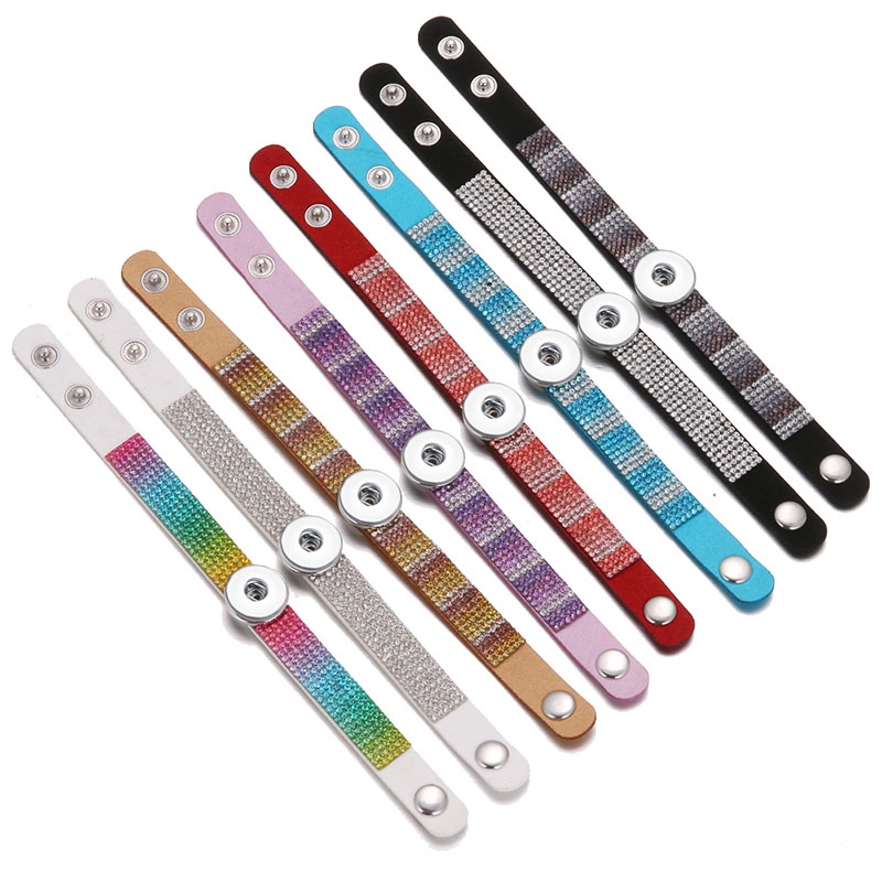 [hot]▣►  SE0216 New Gradient Multilayer rhinestone 18mm bracelets fit 18MM snap buttons