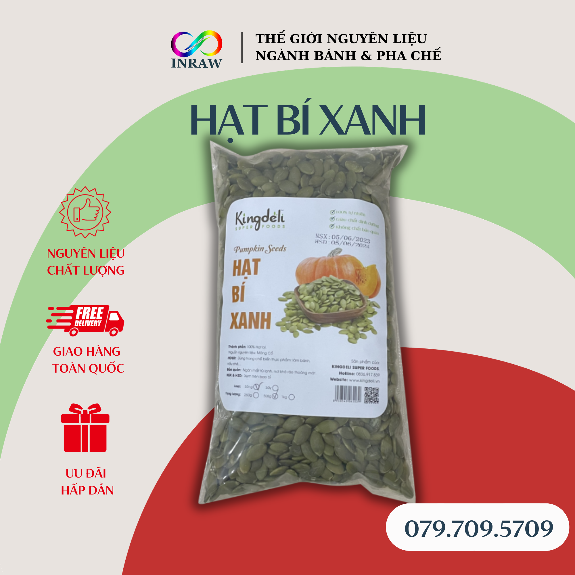 Hạt bí xanh tách vỏ - peeled pumpkin seeds