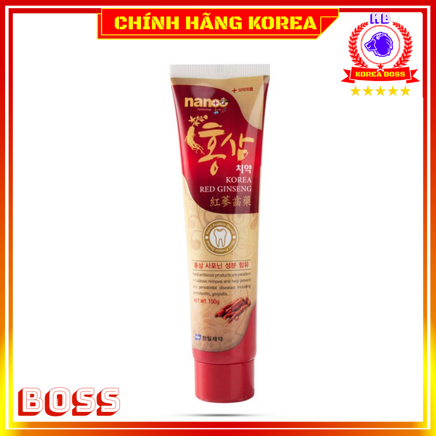 Kem đánh răng hồng sâm Nano hàn quốc, tuýp 150gr - Tẩy trắng răng, giúp răng chắc khỏe, chống sâu răng - koreaboss