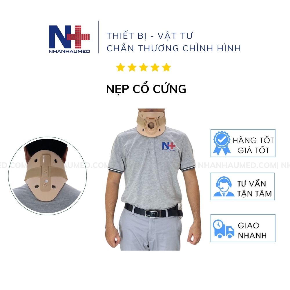 Nẹp cổ cứng mút eva êm ái cố định đốt sống cổ sau chấn thương - nẹp cổ cứng màu da