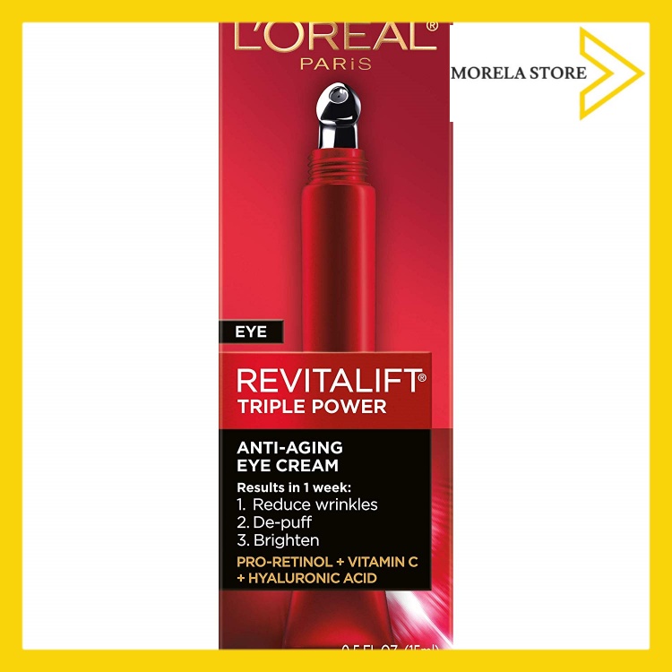 [HCM]Kem chống nhăn thâm và bọng mắt LOreal Paris Revitalift Triple Power Eye Cream with Pro-Retinol Hyaluronic Vitamin C