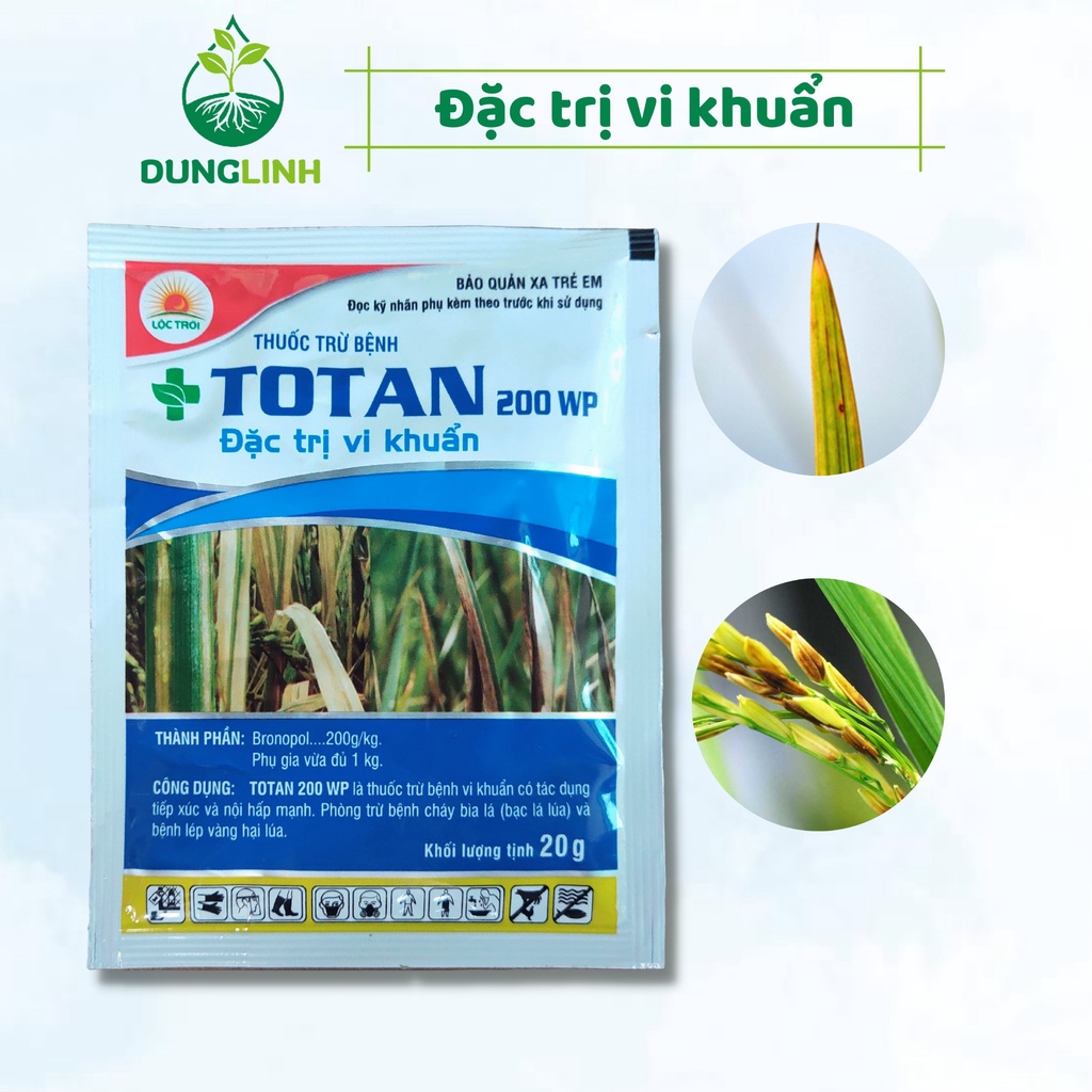 Totan 200WP Lộc Trời gói 20gr- Phòng trừ bệnh cây trồng - Chuyên trừ vi khuẩn trên lúa