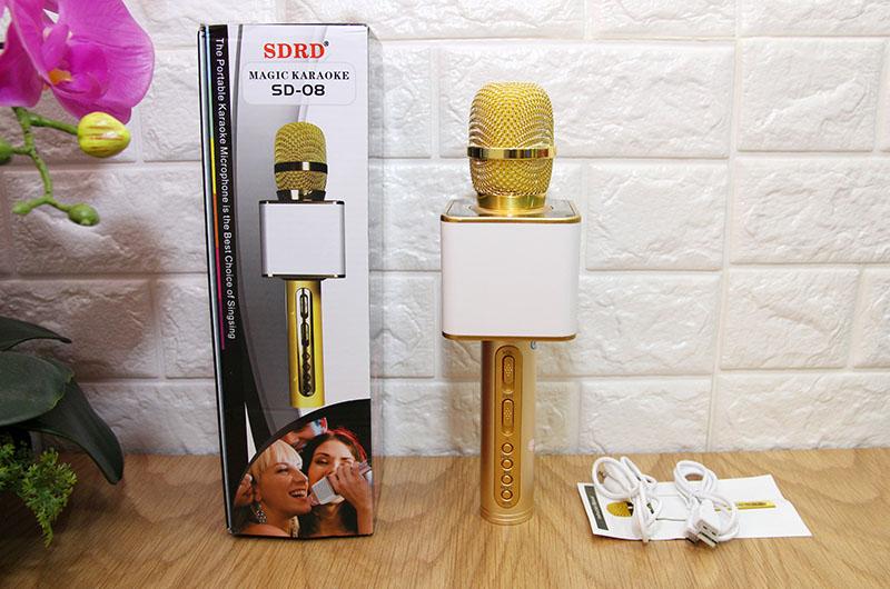 Micro karaoke sd08 mic bluetooth âm chuẩn, hát hay