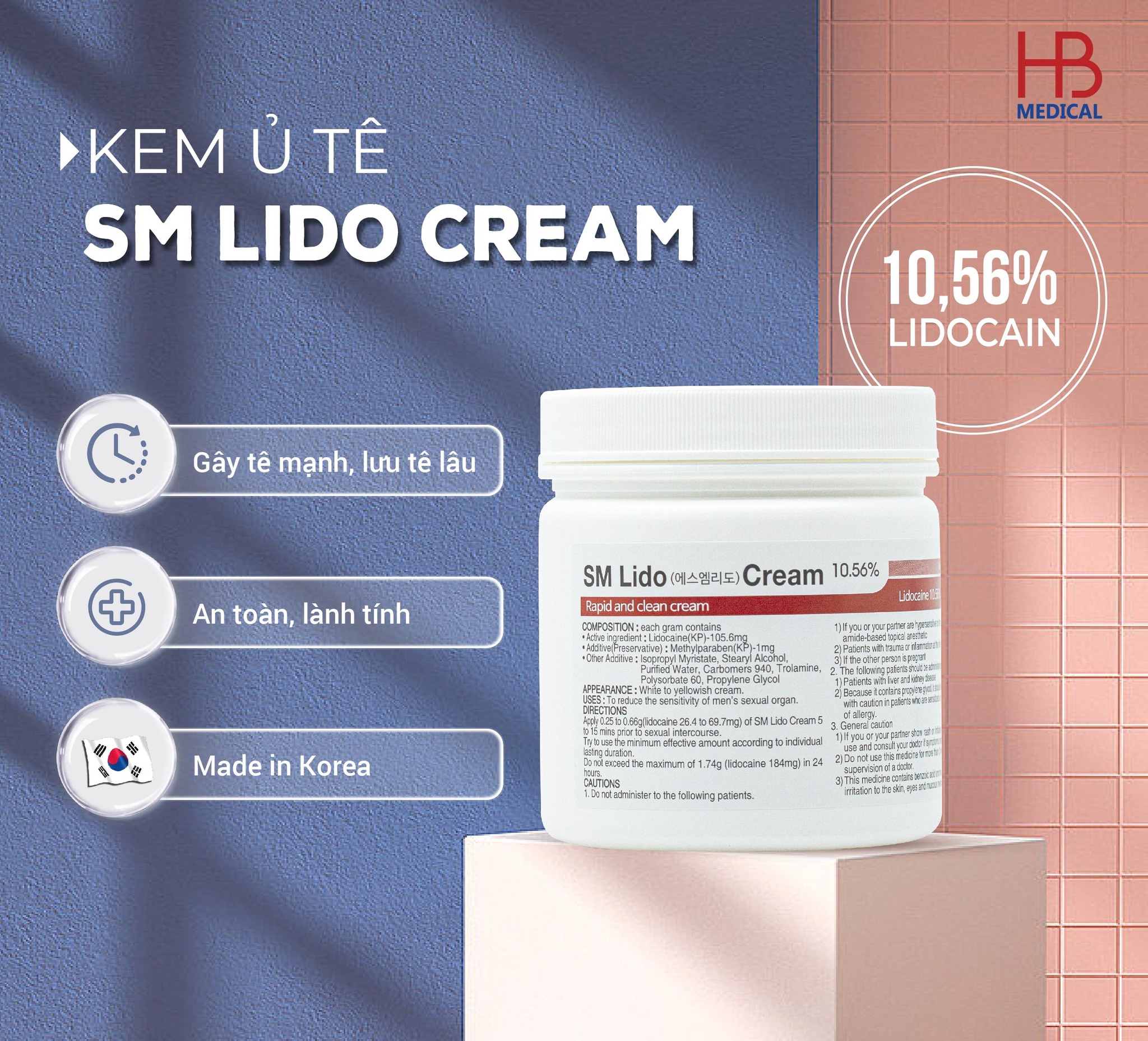 Kem ủ tê Sm Lido Cream chuyên ủ tê meso, tiêm filler