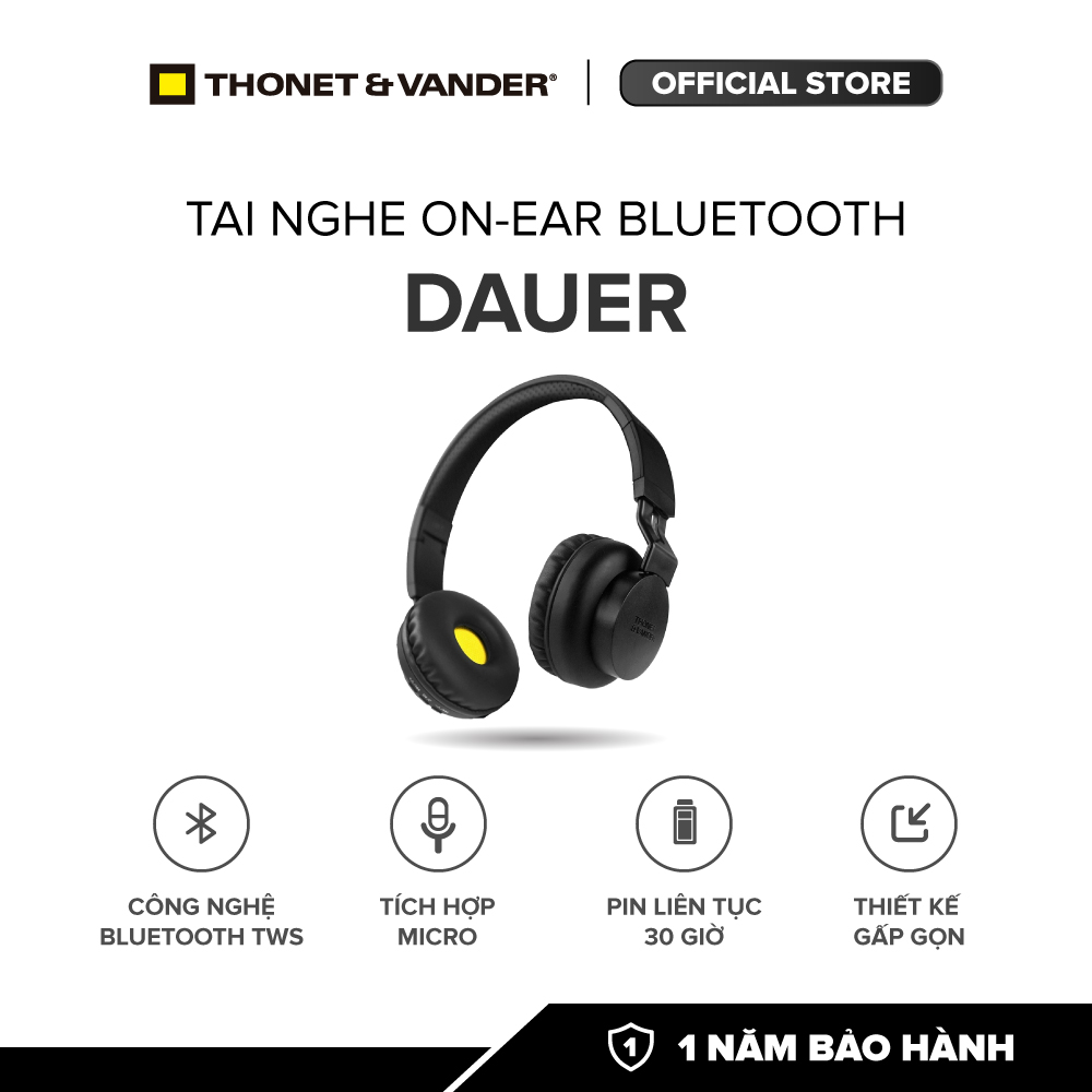 [HÀNG CHÍNH HÃNG ĐỨC] Tai nghe on-ear Bluetooth THONET & VANDER DAUER | Công nghệ Bluetooth TWS| Tích hợp Micro | Pin liên tục 30 giờ | Thiết kế gấp gọn | Bảo hành chính hãng