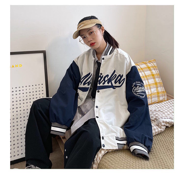 Áo bomber phối tay MASKA phom rộng unisex/ Áo khoác nữ tay bồng kiểu cúc bấm trẻ trung cá tính - xuongmaythuhien