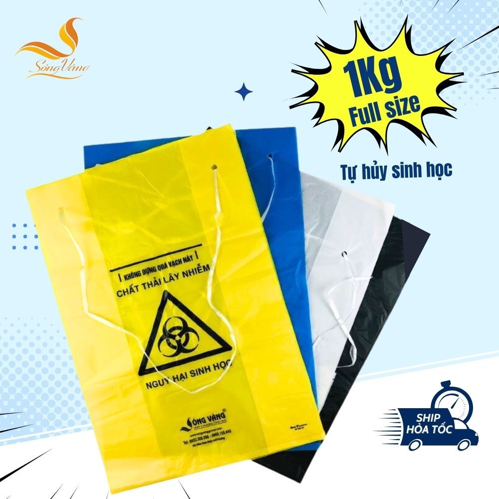 Túi đựng rác y tế bệnh viện có dây rút - 1kg
