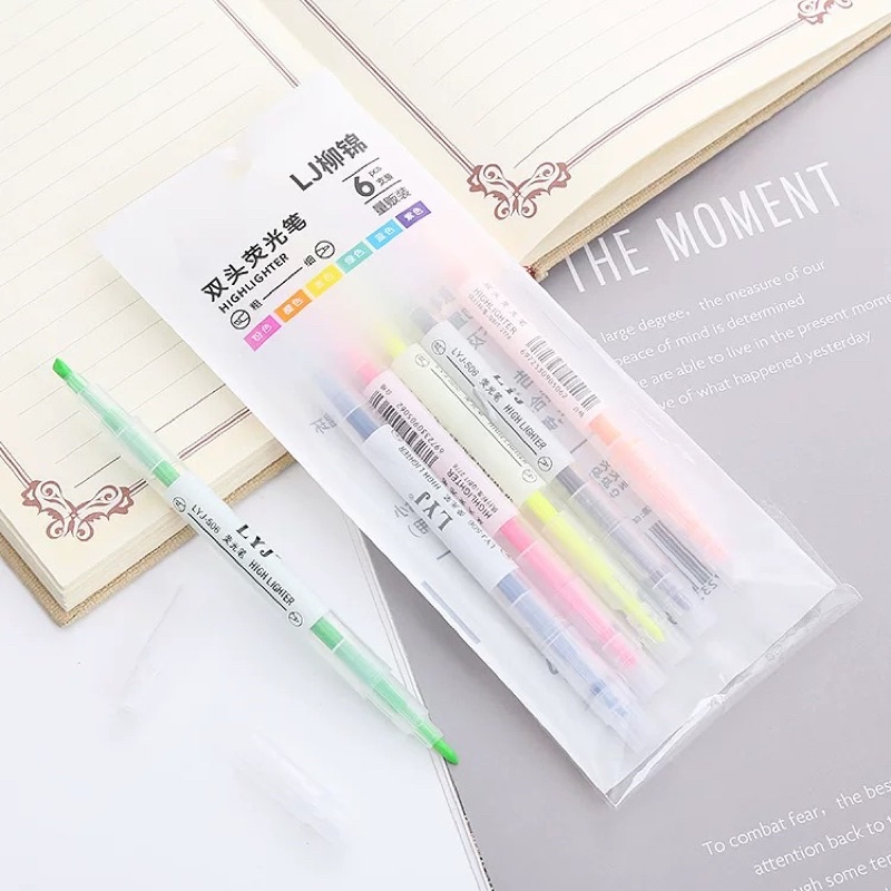 1 chiếc Bút hightlight 6 màu 2 đầu bút note ghi chú trang