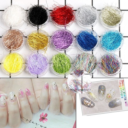 Sét chỉ kim tuyến, sét nhũ sợi 12 màu trang trí móng tay