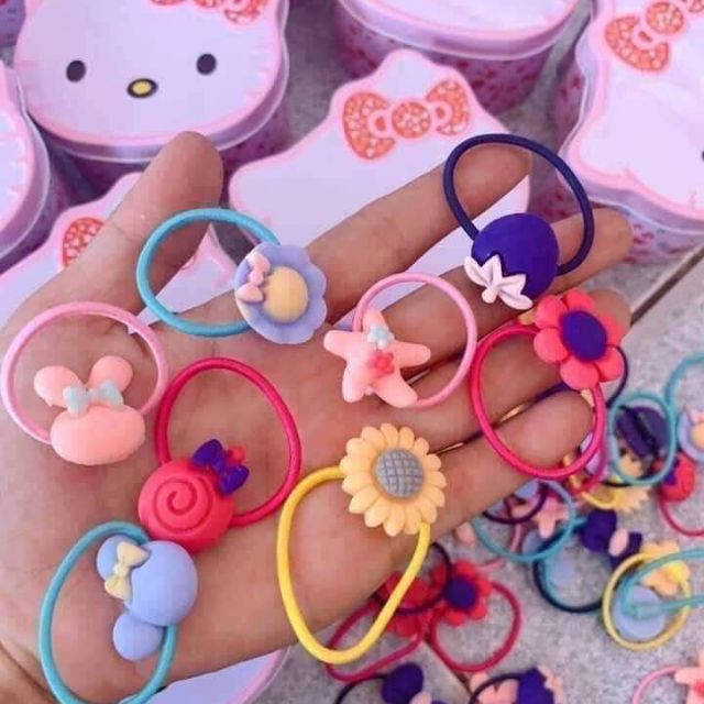 [HCM]Hộp 40 dây cột tóc đủ màu cho bé