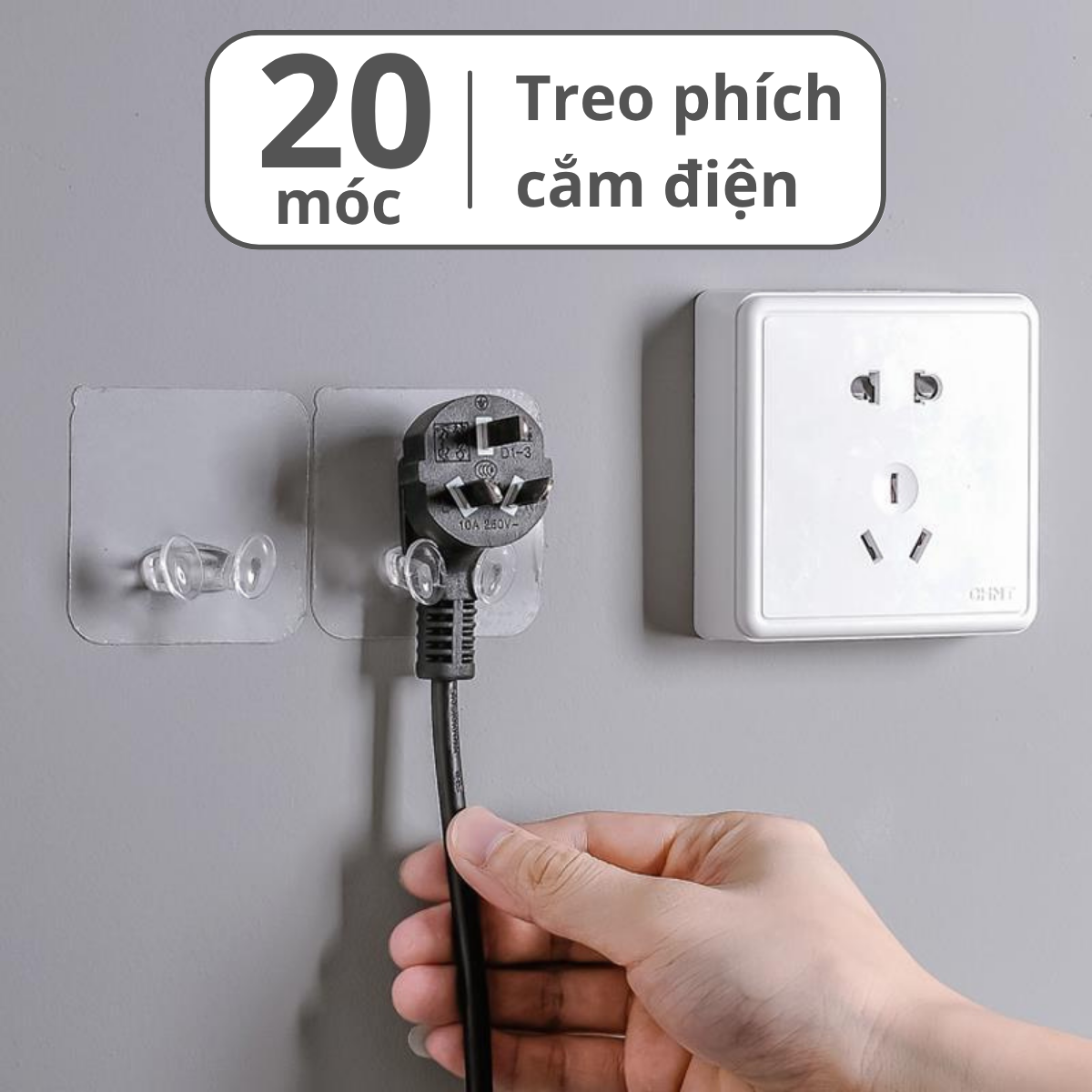  Bộ 20 móc dán tường treo đồ đa năng Living C  nẹp dây điện dán tường treo điện thoại phích cắm cục sạc đa năng 