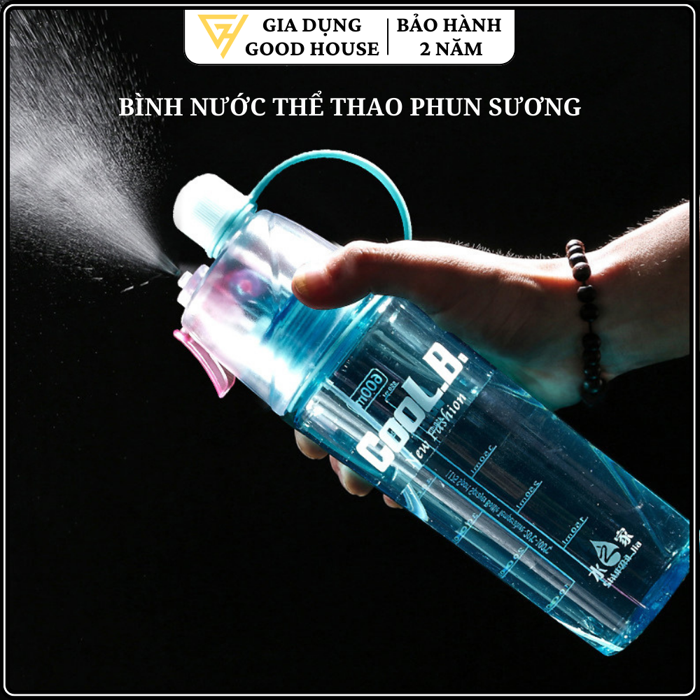 Bình nước thể thao có đầu xịt phun sương thể tích 600ml,  BÌNH NƯỚC 2 IN 1 NewB 600ml CÓ VÒI XỊT, Bình nước tập GYM, Đạp xe dã ngoại