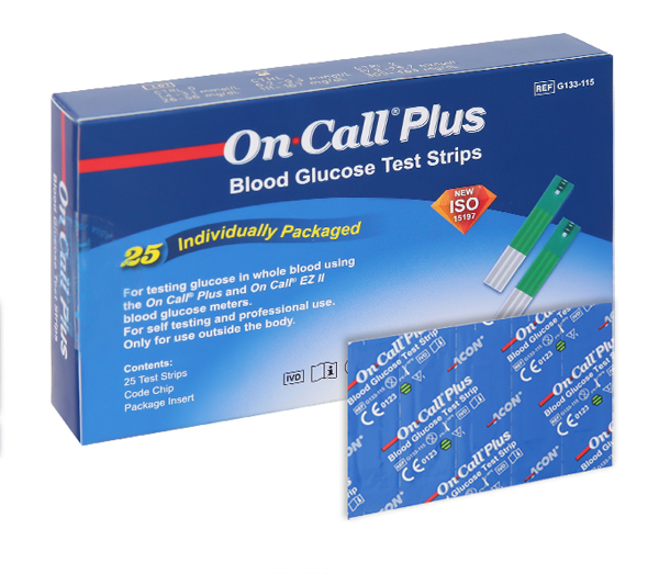Mẫu hộp mới Que thử đường huyết On Call Plus - Hộp 25 que