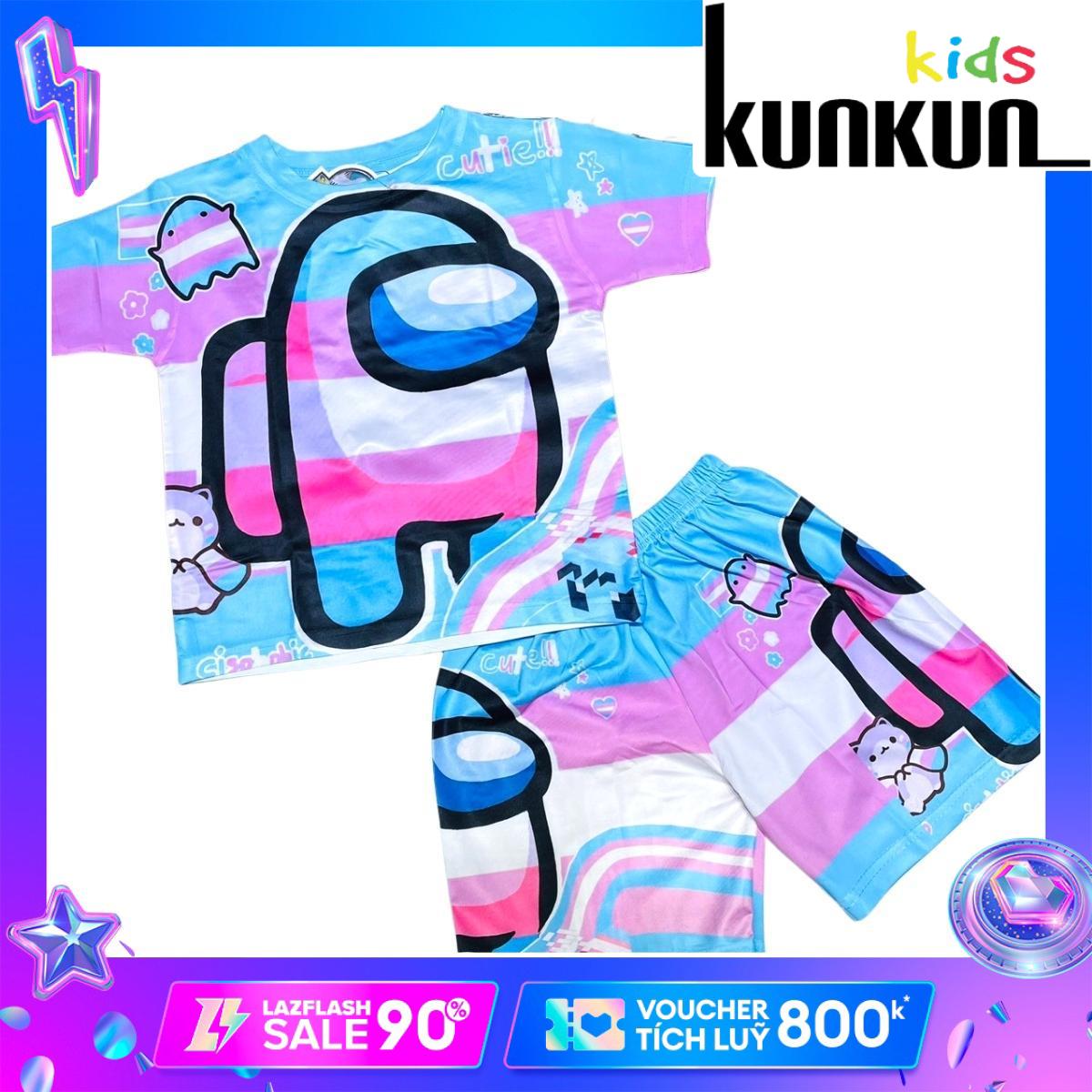 Quần áo bé gái thun lạnh in 3d tay ngắn hoạt hình among us Kunkun Kid TP498