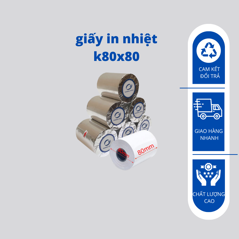 Thùng 50 cuộn giấy in nhiệt K80x80, giấy in hoá đơn khổ 80mm, giấy in nhiệt khổ 80mm