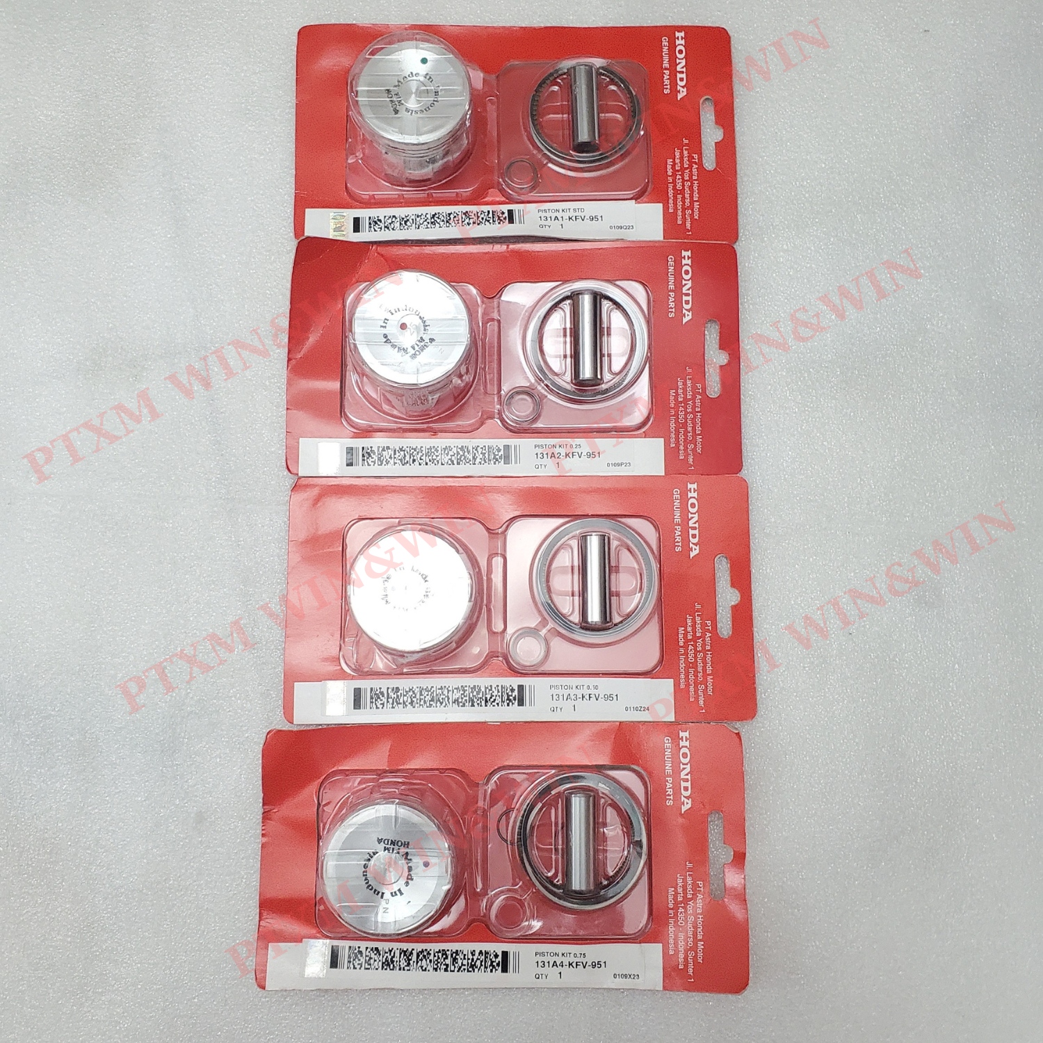 Bộ piston bạc Wave 100, Super dream (có ắc phe) zin mới - 131A1-KFV-951/ 131A2-KFV-951/ 131A3-KFV-951/ 131A4-KFV-951