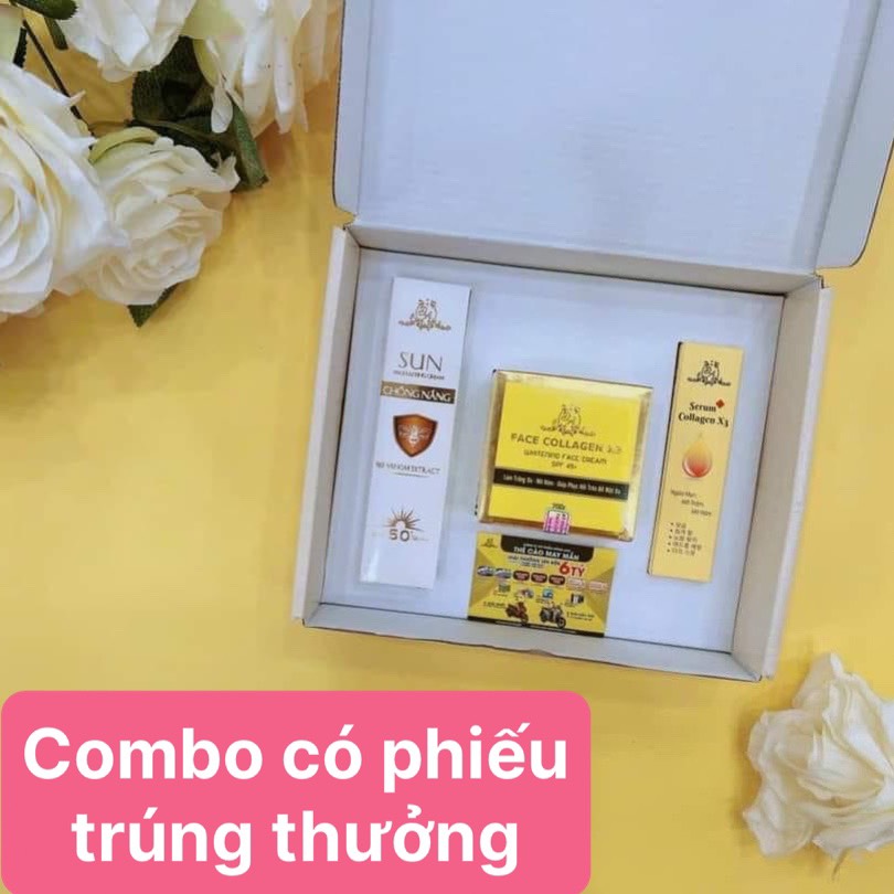 Combo 3sp kem face collagen x3 + serum căng bóng x3 + chống nẵng x3