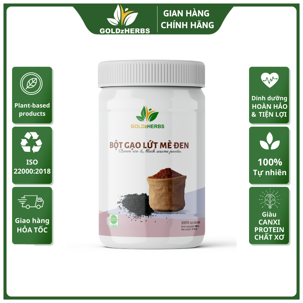 Bột gạo lứt mè đen goldzherbs 500g